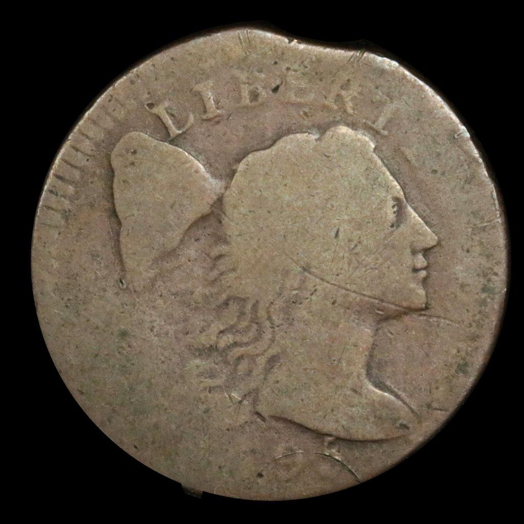 ***Auction Highlight*** 1795 Plain Edge Flowing Hair large cent 1c Graded g, good By USCG (fc)