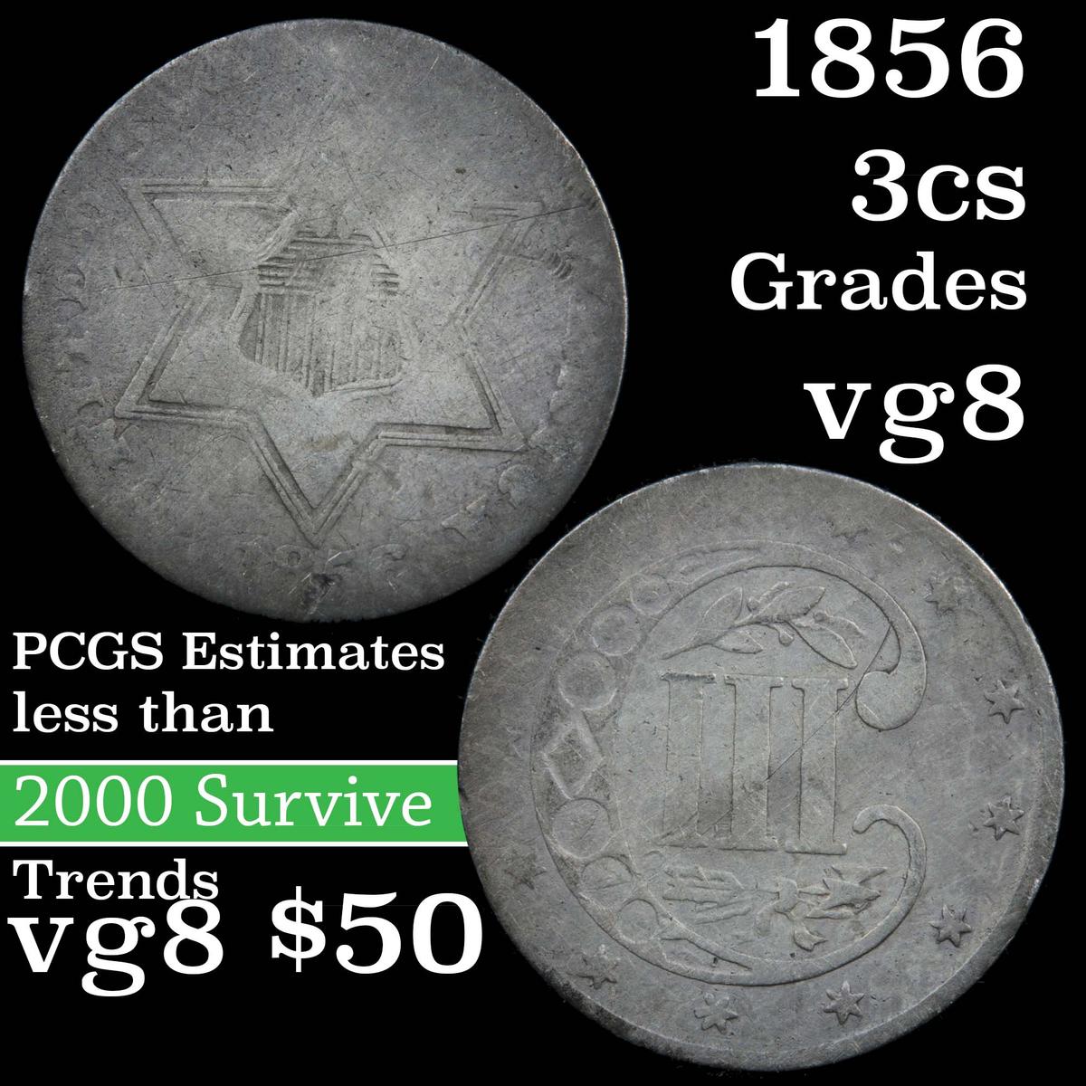 1856 3 Cent Silver 3cs Grades vg, very good