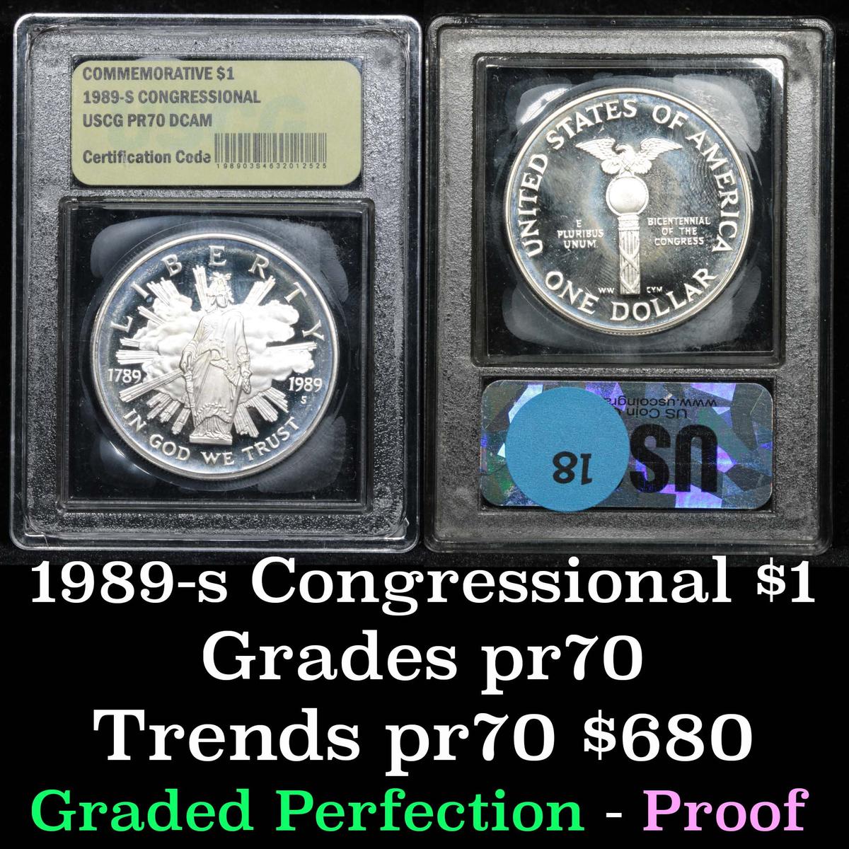 1989-s Congressional Modern Commem Dollar $1 Graded GEM++ Proof Deep Cameo By USCG (fc)