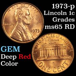 1973-p Lincoln Cent 1c Grades GEM Unc RD