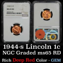 NGC 1944-s Lincoln Cent 1c Graded ms65 RD by NGC