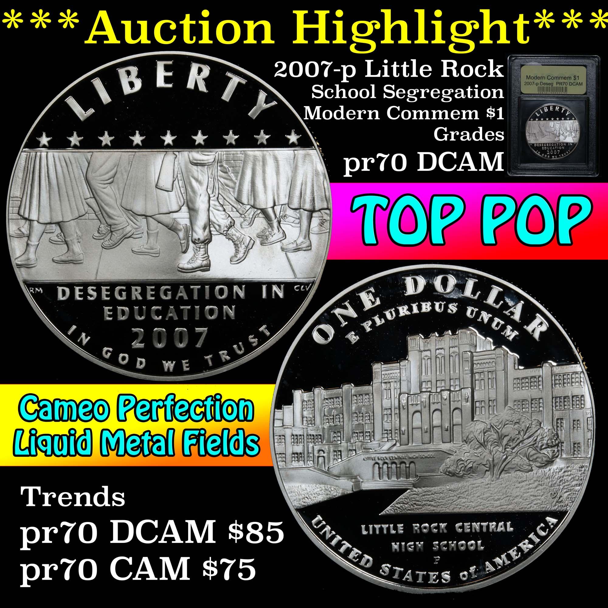 2007 P Little Rock School Segregation Modern Commem Dollar $1 Graded GEM++ Proof Deep Cameo By USCG