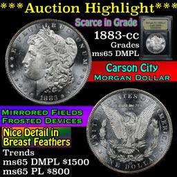 ***Auction Highlight*** 1883-cc Morgan Dollar $1 Graded GEM Unc DMPL By USCG (fc)