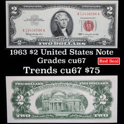 1963 $2 Red Seal United States Note Grades Gem++ CU