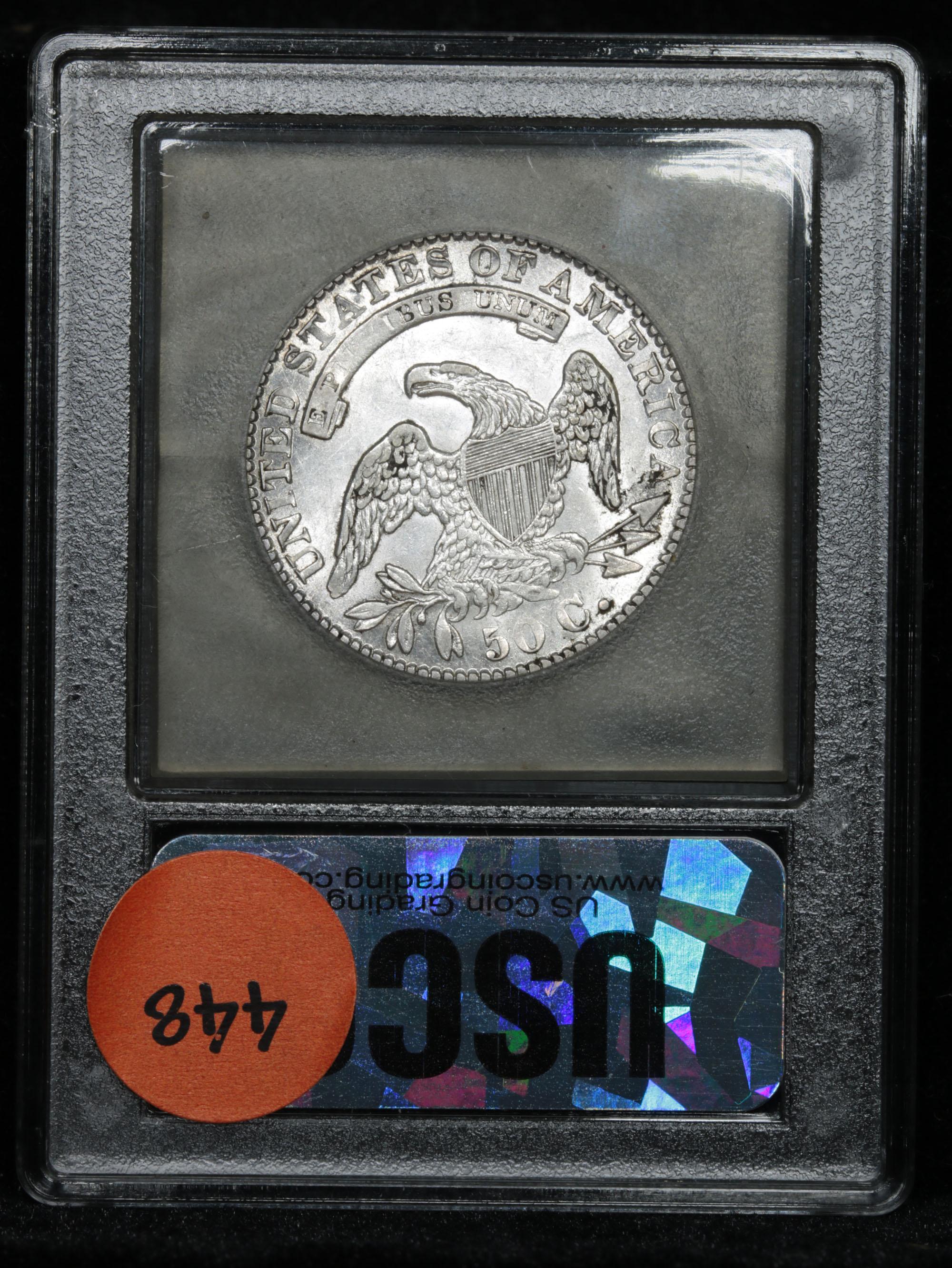 ***Auction Highlight** 1832, 0-122 Sm Let Capped Bust Half Dollar 50c Graded Select Unc By USCG