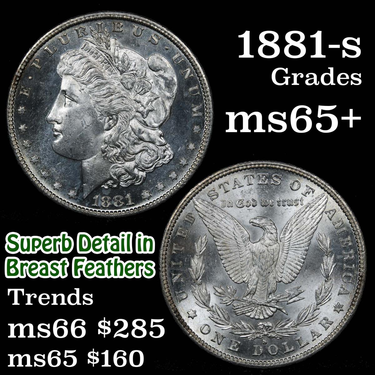 1881-s Morgan Dollar $1 Grades GEM+ Unc