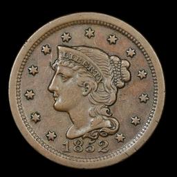 1852 Braided Hair Large Cent 1c Grades xf+