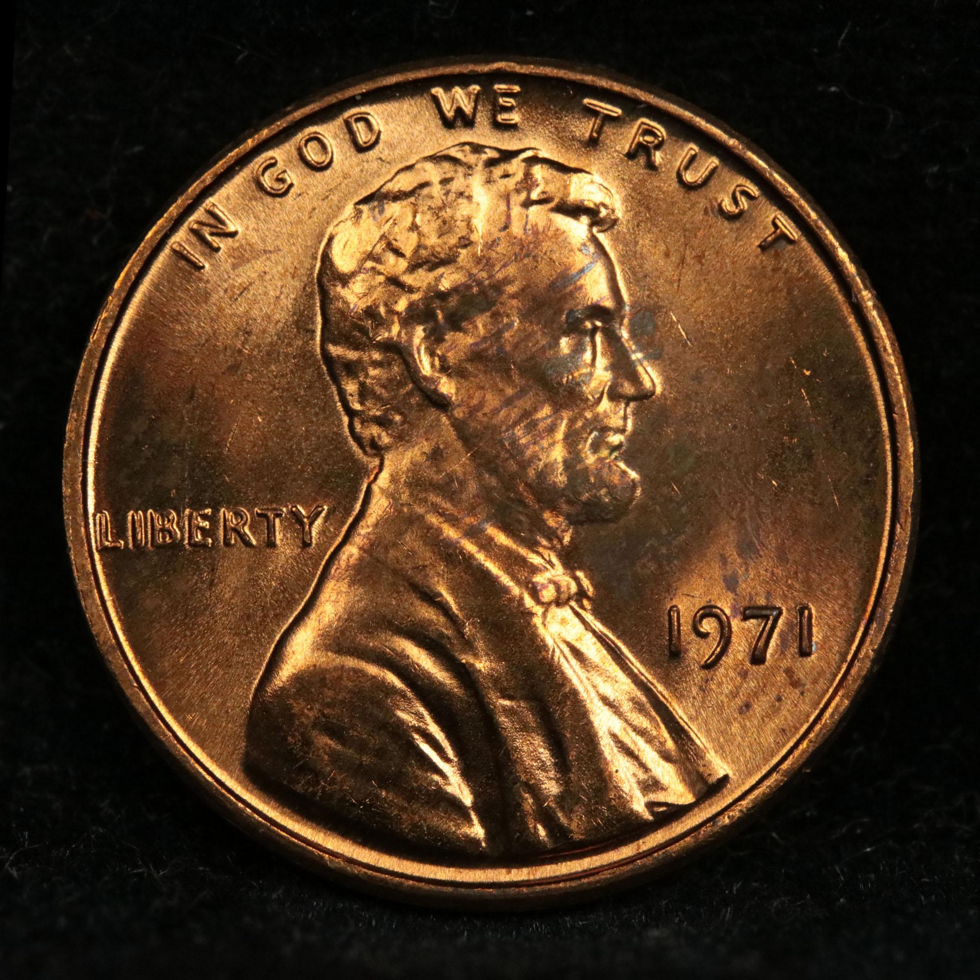 1971-p Lincoln Cent 1c Grades GEM Unc RD