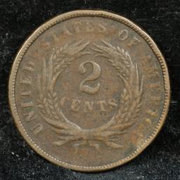 1864 2 Cent Piece 2c Grades vf++