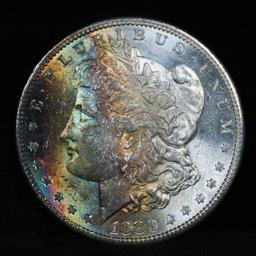 1880-s Rainbow Toned Morgan Dollar $1 Grades Select+ Unc