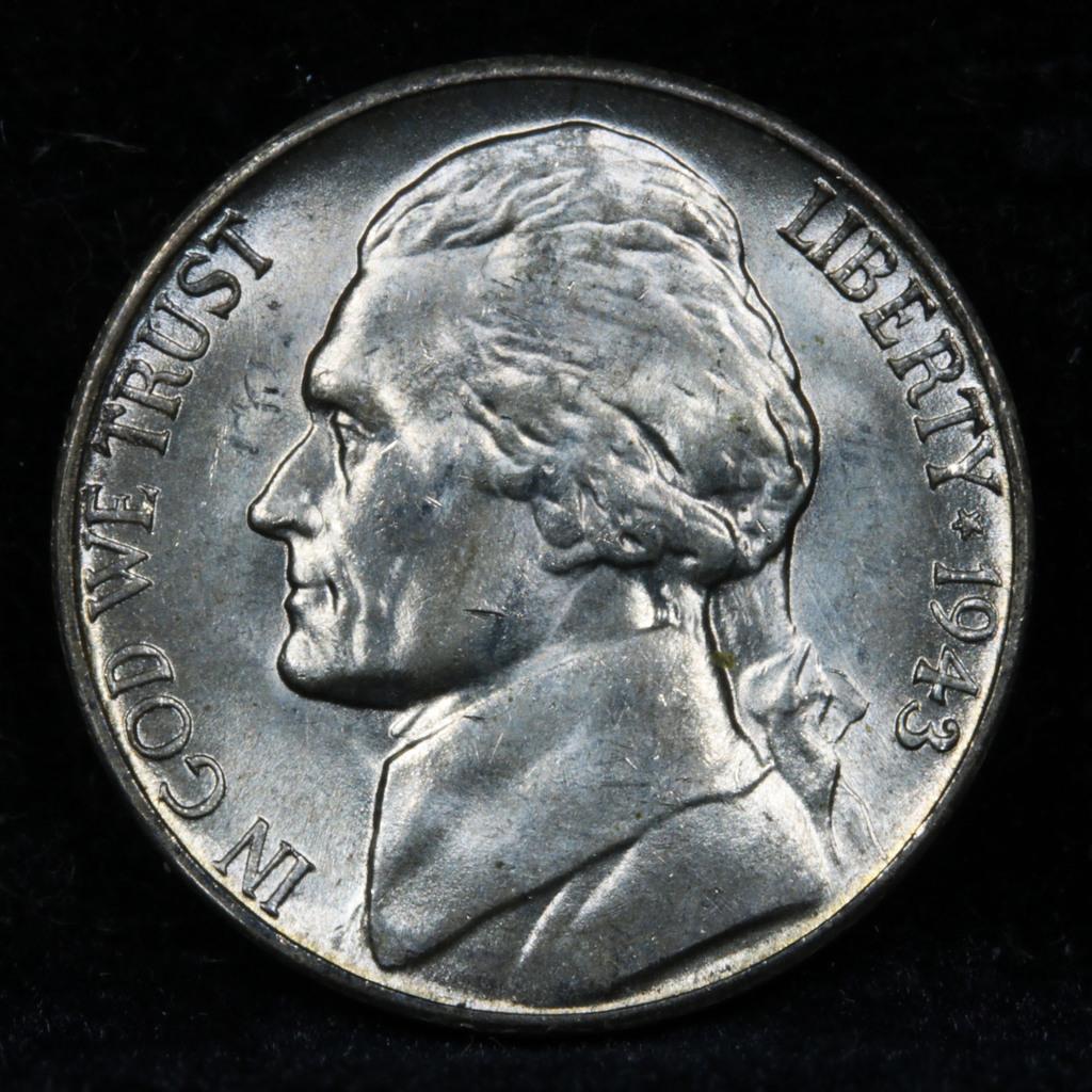 1943-s Jefferson Nickel 5c Grades GEM Unc