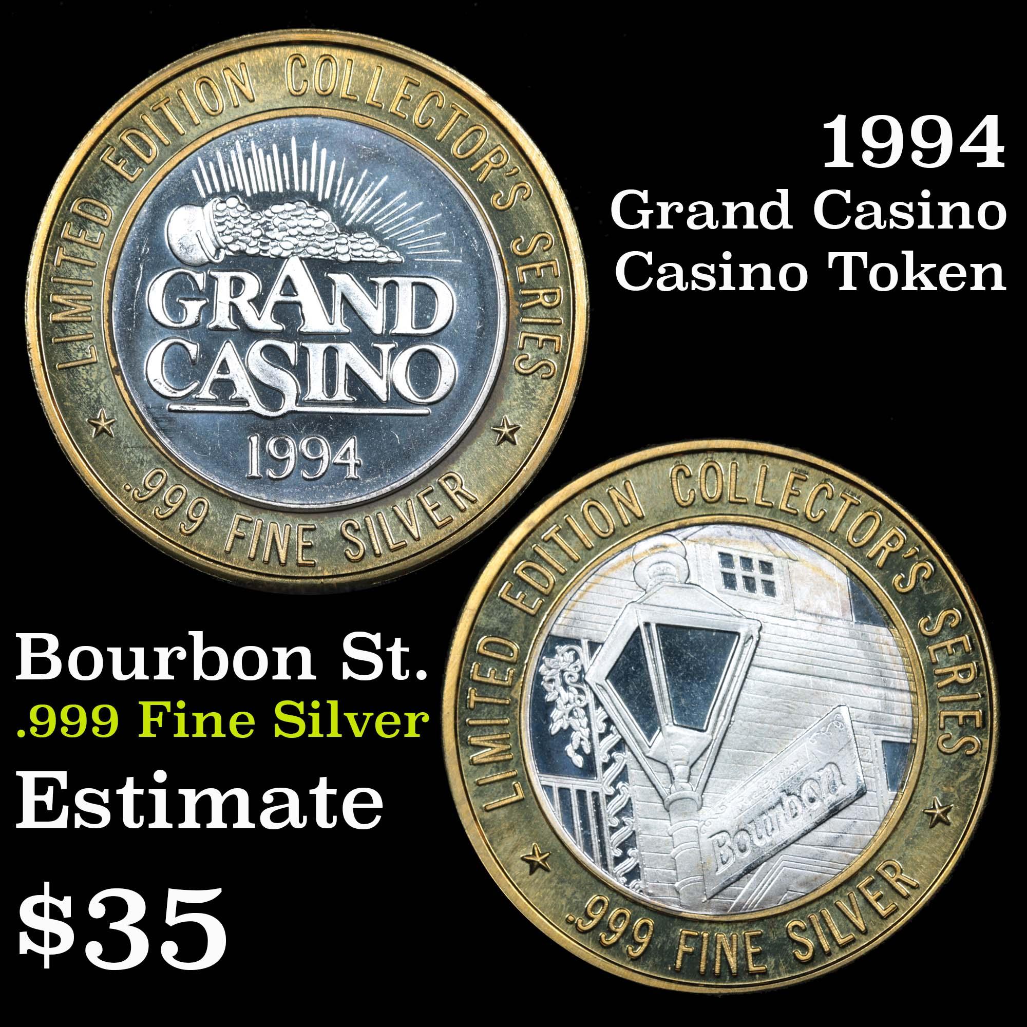 Casino Token with .6 Oz. of Silver in the center 1994 Grand Casino Silver Casino Token