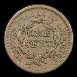 1850 Braided Hair Large Cent 1c Grades AU, Almost Unc