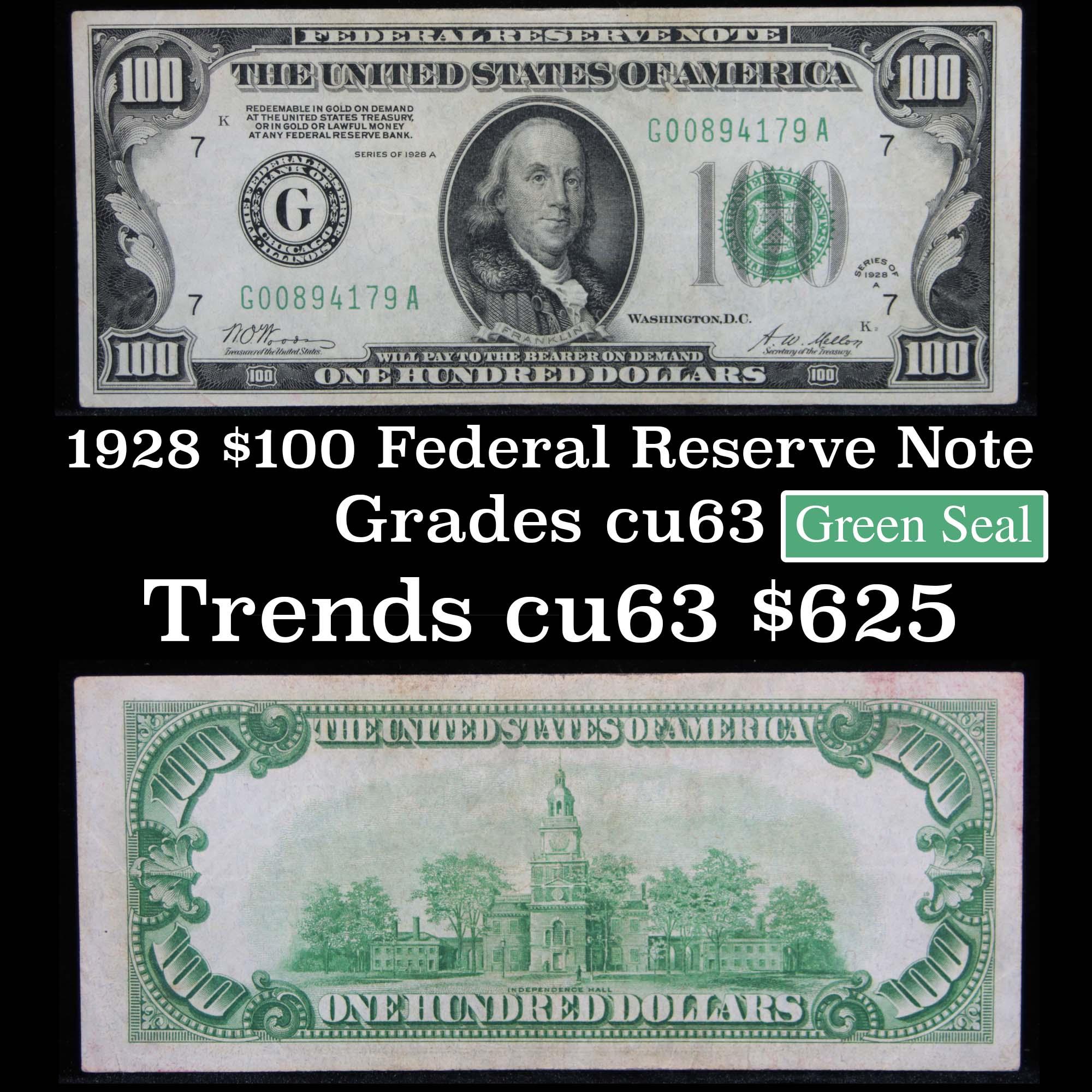 ***Auction Highlight*** 1928A $100 Green Seal Federal Reserve Note Grades Select CU (fc)