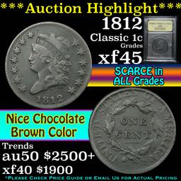 ***Auction Highlight*** 1812 Classic Head Large Cent 1c Graded xf+ By USCG (fc)