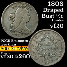 1808 Draped Bust Half Cent 1/2c Grades vf, very fine (fc)