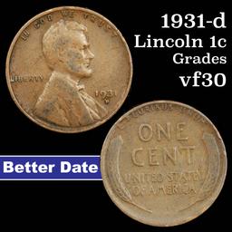 1931-d Lincoln Cent 1c Grades vf++