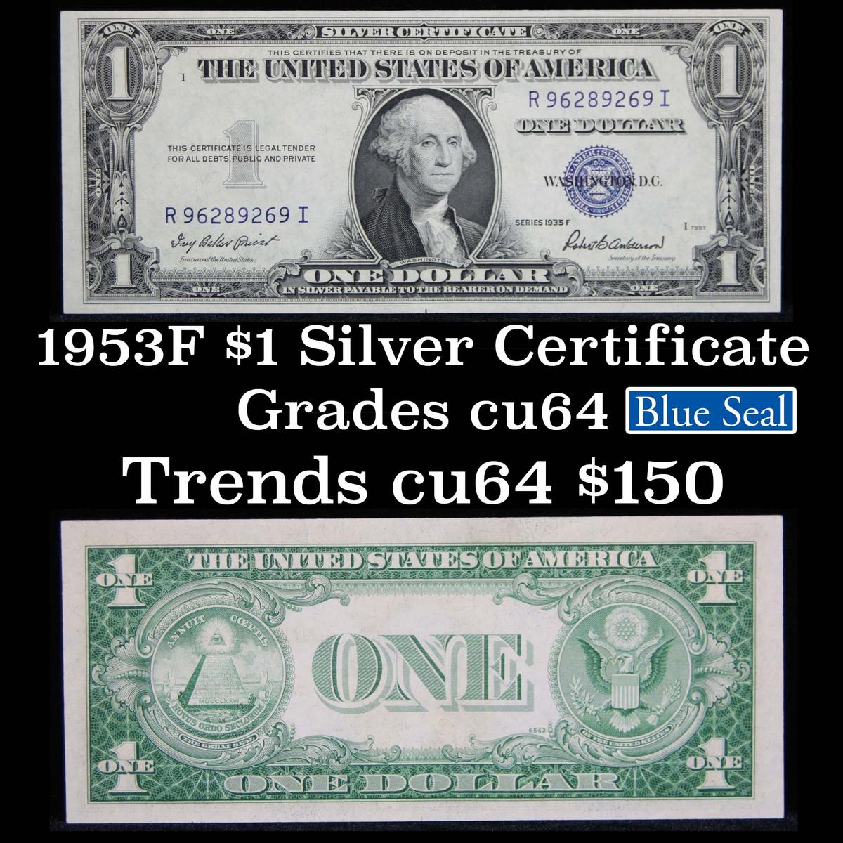 1935F $1 Blue Seal Silver Certificate Grades Choice CU