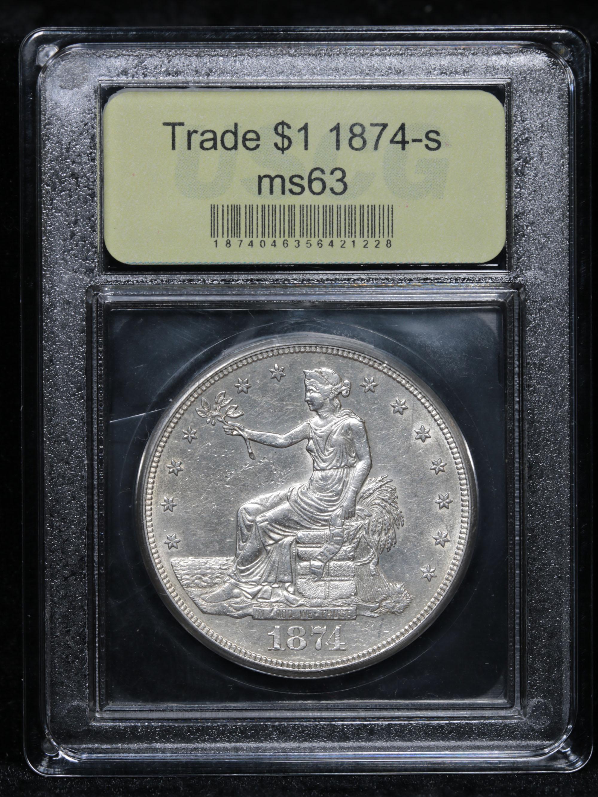 ***Auction Highlight*** 1874-s Trade Dollar $1 Graded Select Unc By USCG (fc)