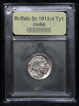 ***Auction Highlight*** 1913-d Ty1 Buffalo Nickel 5c Graded GEM+ Unc By USCG (fc)