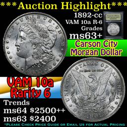 ***Auction Highlight*** 1892-cc. VAM 10A R-6 Morgan Dollar $1 Graded Select+ Unc By USCG (fc)