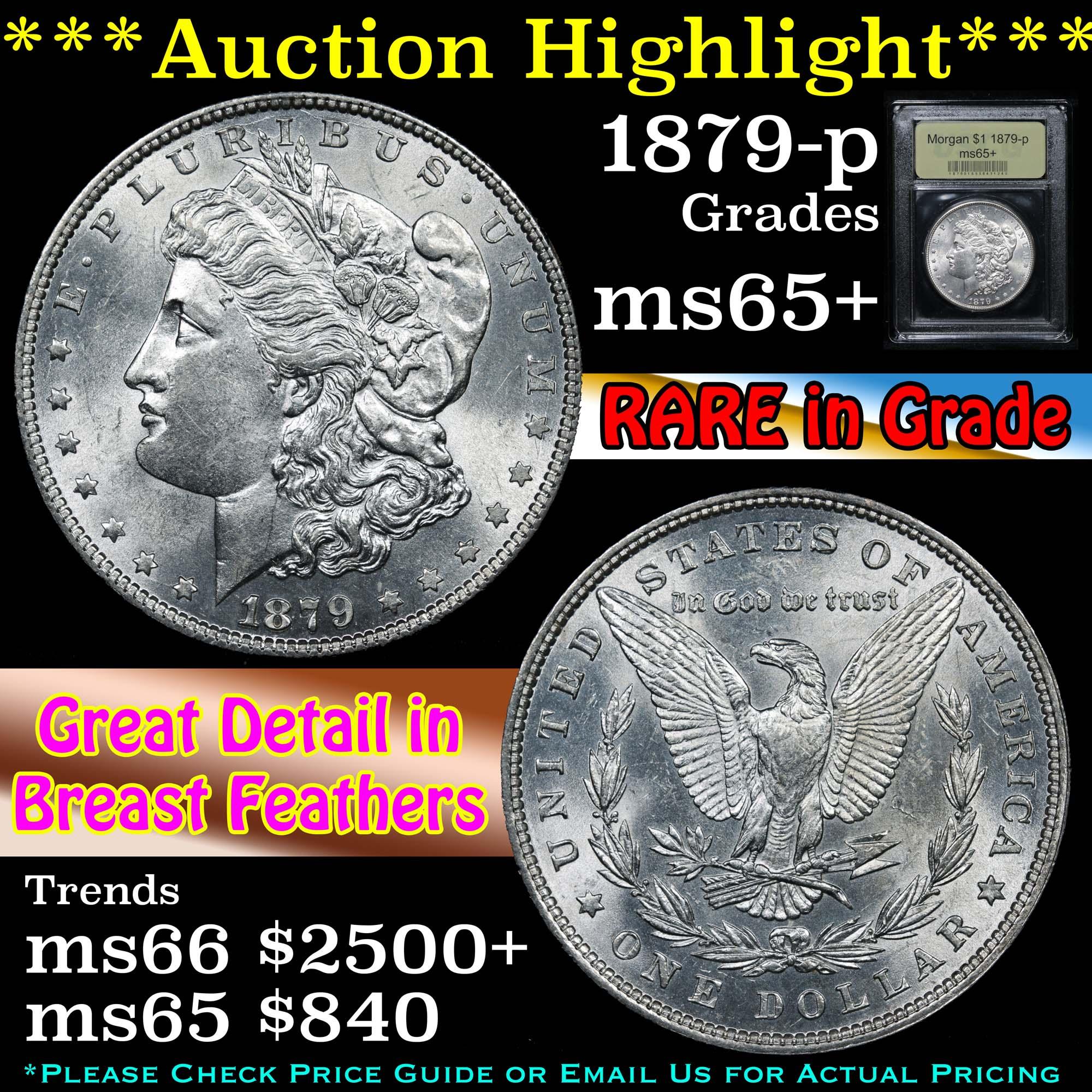 ***Auction Highlight*** 1879-p Morgan Dollar $1 Graded GEM+ Unc By USCG (fc)