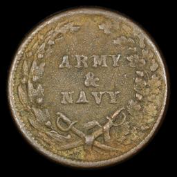 1863 Army & Navy Women Civil War Token 1c Grades vf+