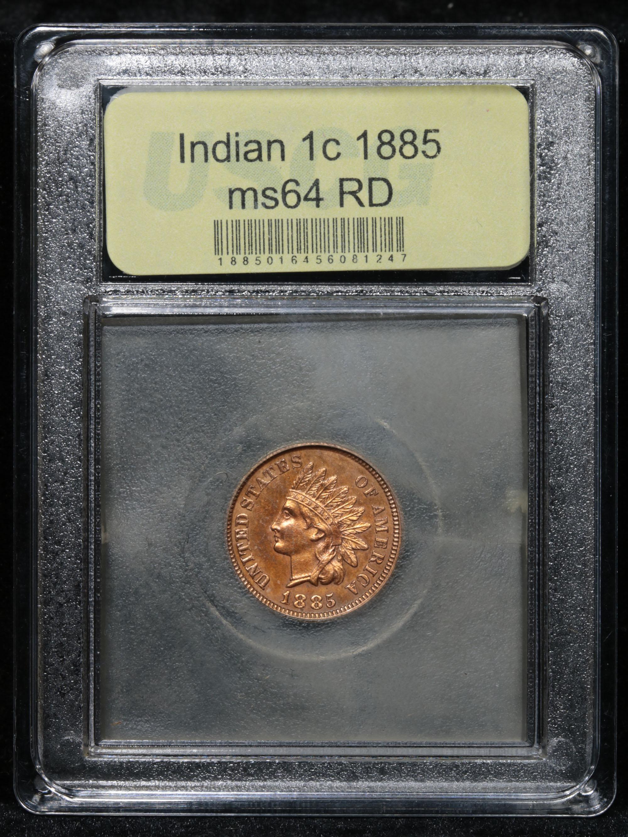 ***Auction Highlight*** 1885 Indian Cent 1c Graded Choice Unc RD By USCG (fc)