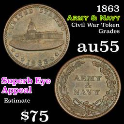 1863 Army & Navy Civil War Token 1c Grades Choice AU
