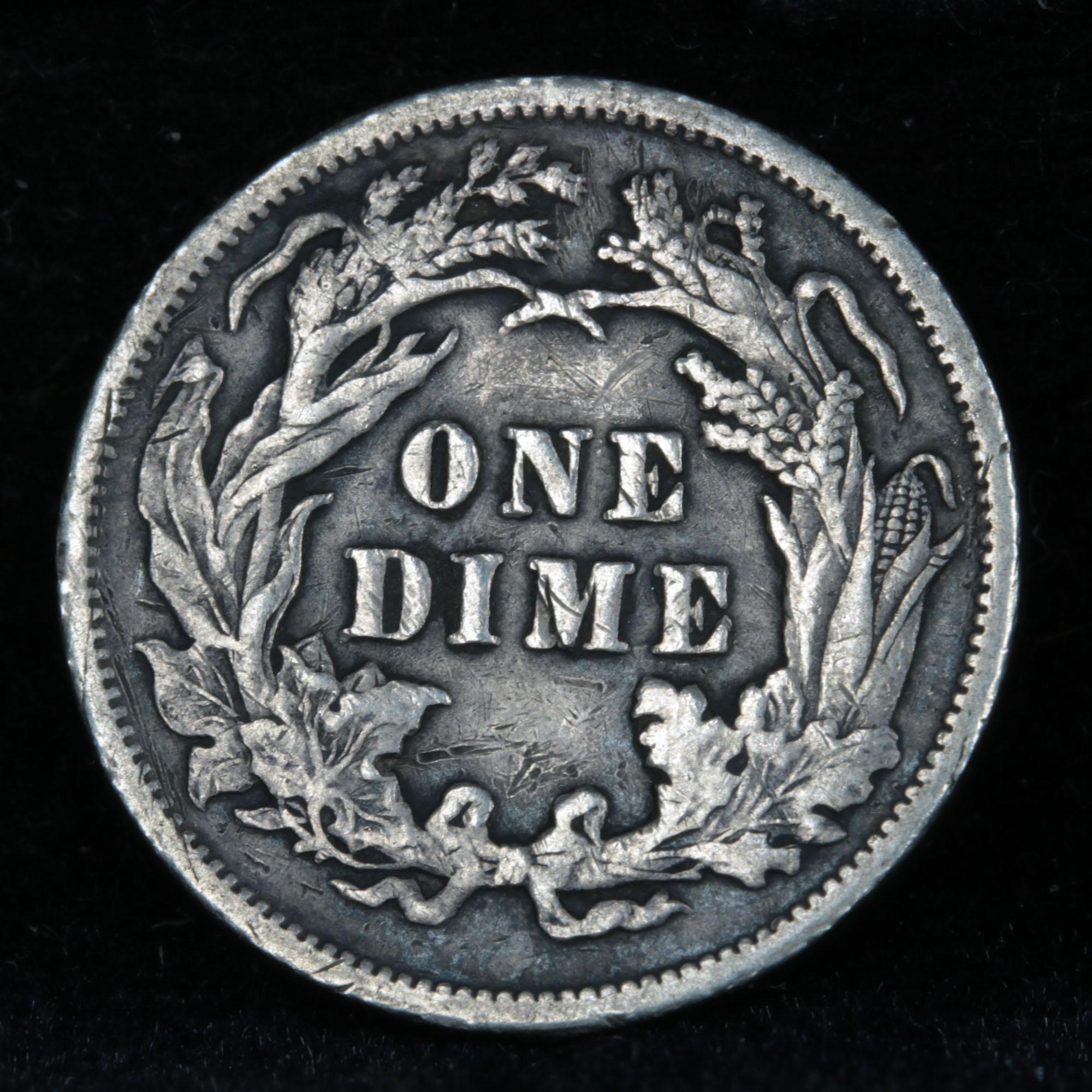 1889-p Seated Liberty Dime 10c Grades vf++