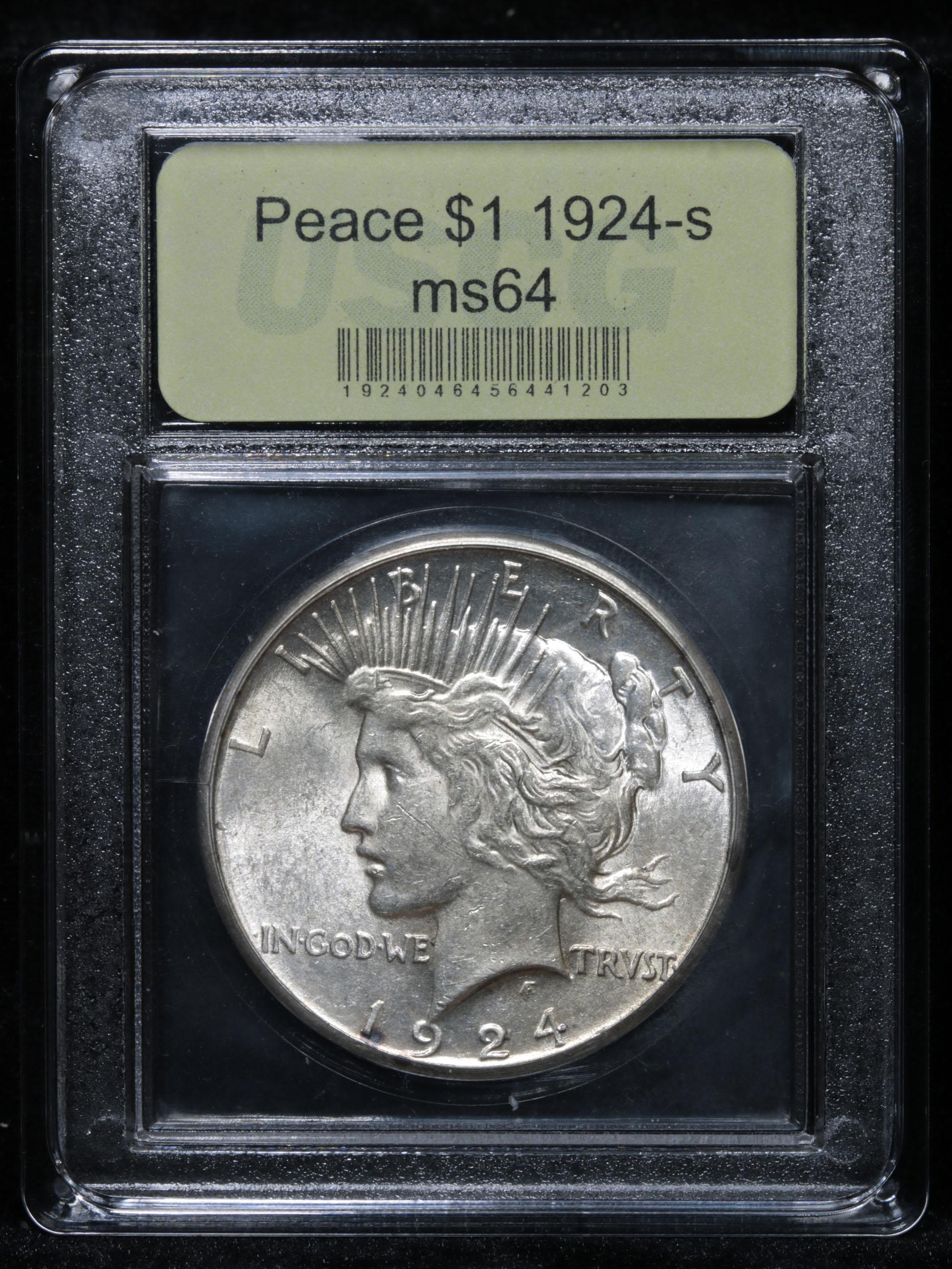 ***Auction Highlight*** 1924-s Peace Dollar $1 Graded Choice Unc By USCG (fc)