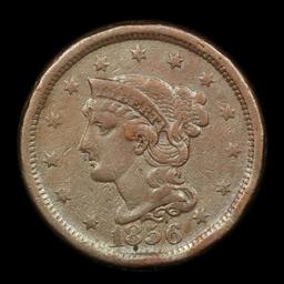 1856 Braided Hair Large Cent 1c Grades vf++