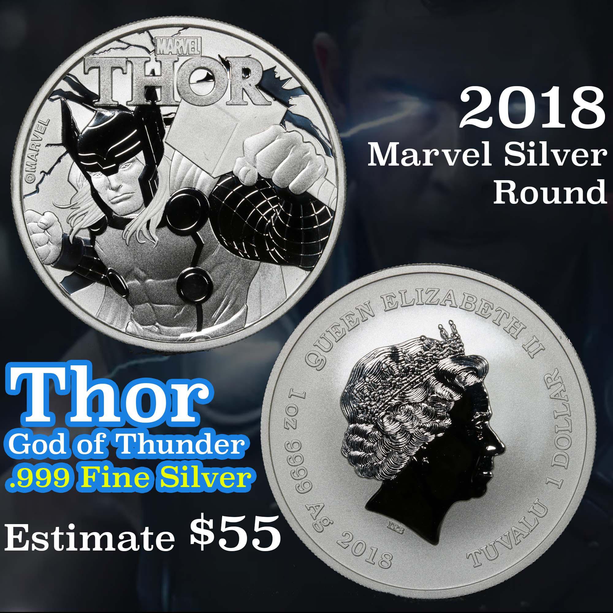 2018 Marvel Thor Limited Edition 1 oz. Silver Round Grades ms70, Perfection