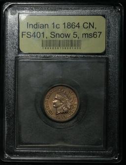 ***Auction Highlight*** TOP POP! 1864 CN, FS401 Lines in cheek, Indian 1c Graded GEM++ Unc USCG (fc)