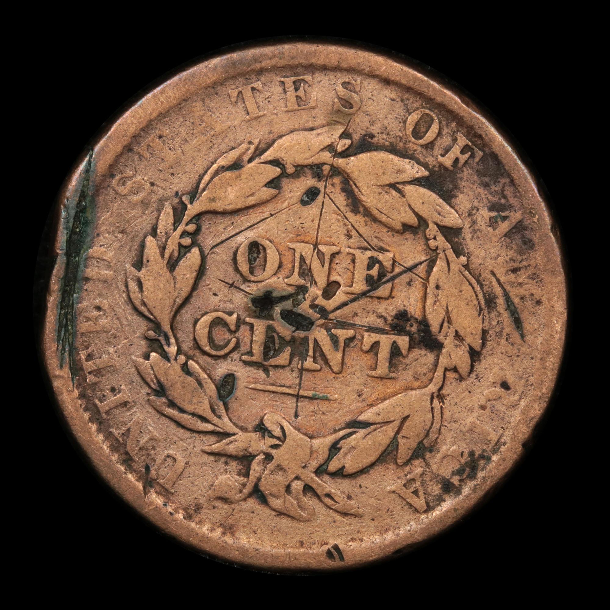 1837 Coronet Head Large Cent 1c Grades vg details