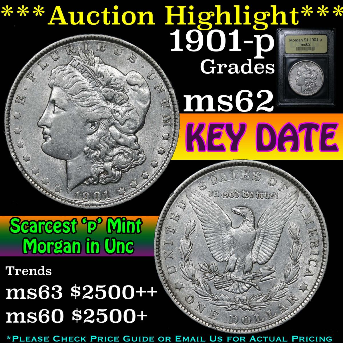 ***Auction Highlight*** 1901-p Morgan Dollar $1 Graded Select Unc by USCG (fc)