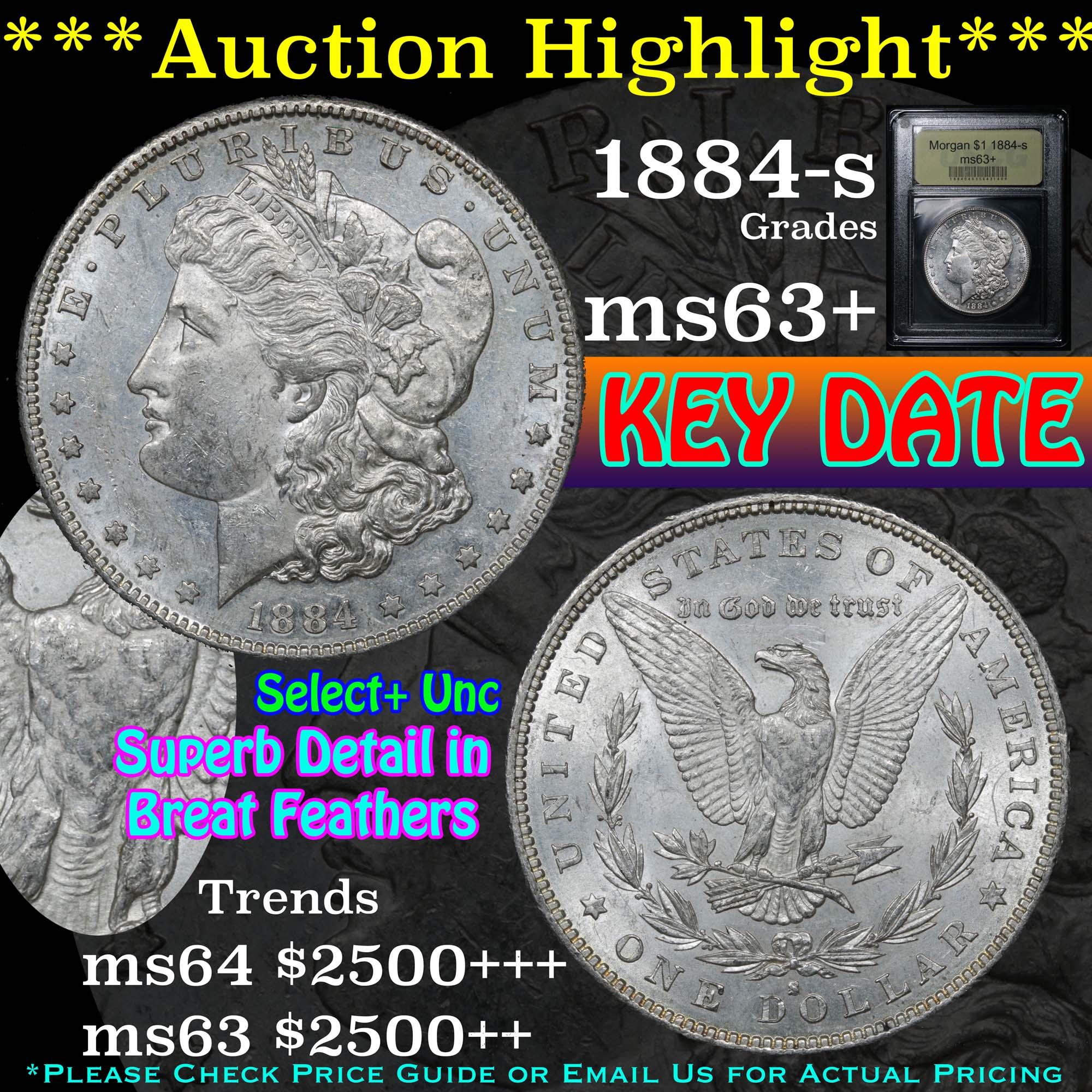 ***Auction Highlight*** 1884-s Morgan Dollar $1 Graded Select+ Unc by USCG (fc)