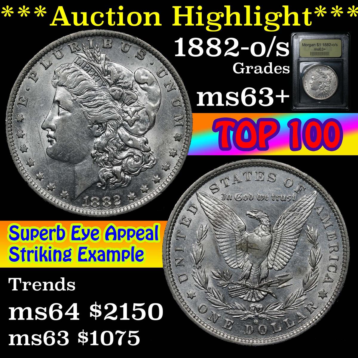 ***Auction Highlight*** 1882-o/s Morgan Dollar $1 Graded Select+ Unc by USCG (fc)