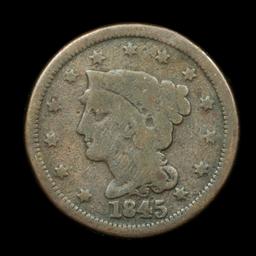 1845 Braided Hair Large Cent 1c Grades vf, very fine