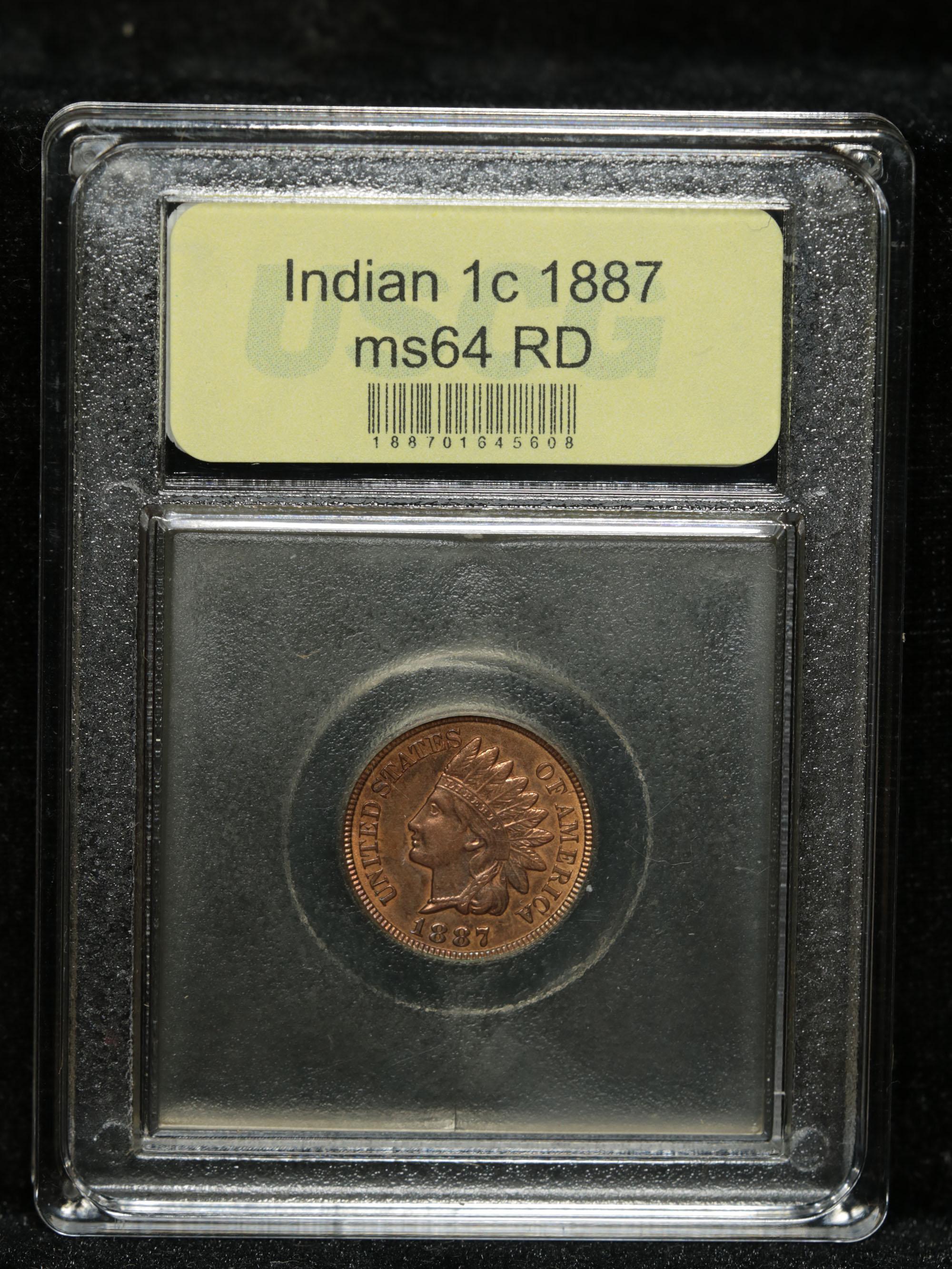 ***Auction Highlight*** 1887 Indian Cent 1c Graded Choice Unc RD By USCG (fc)