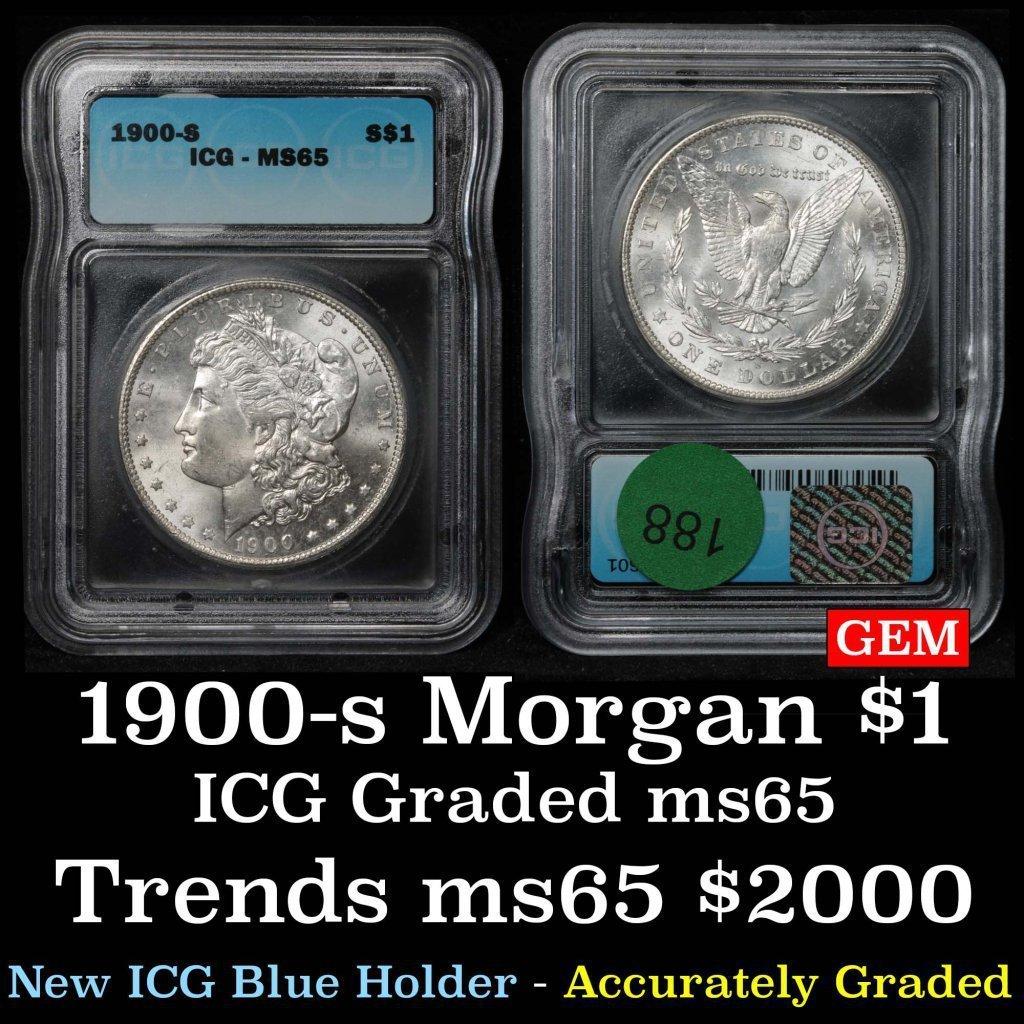 ***Auction Highlight*** 1900-s Morgan Dollar $1 Graded ms65 By ICG (fc)