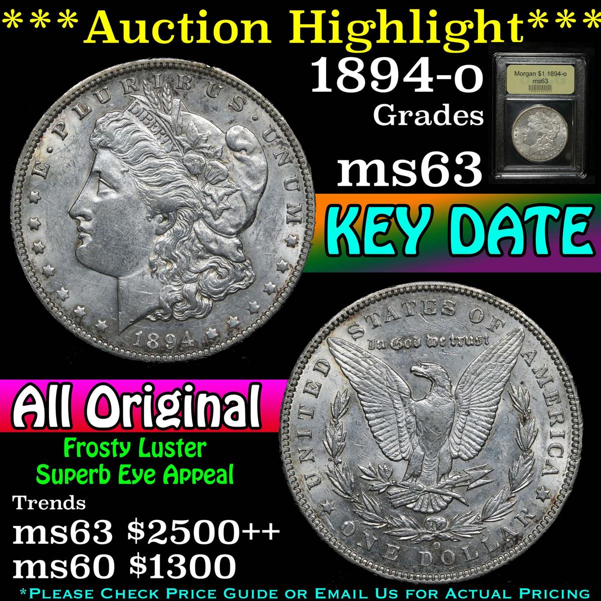 ***Auction Highlight*** 1894-o Morgan Dollar $1 Graded Select Unc By USCG (fc)