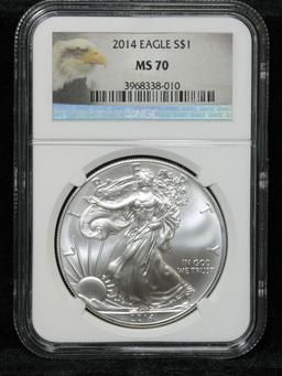 NGC 2014 Silver Eagle Dollar $1 Graded ms70 By NGC