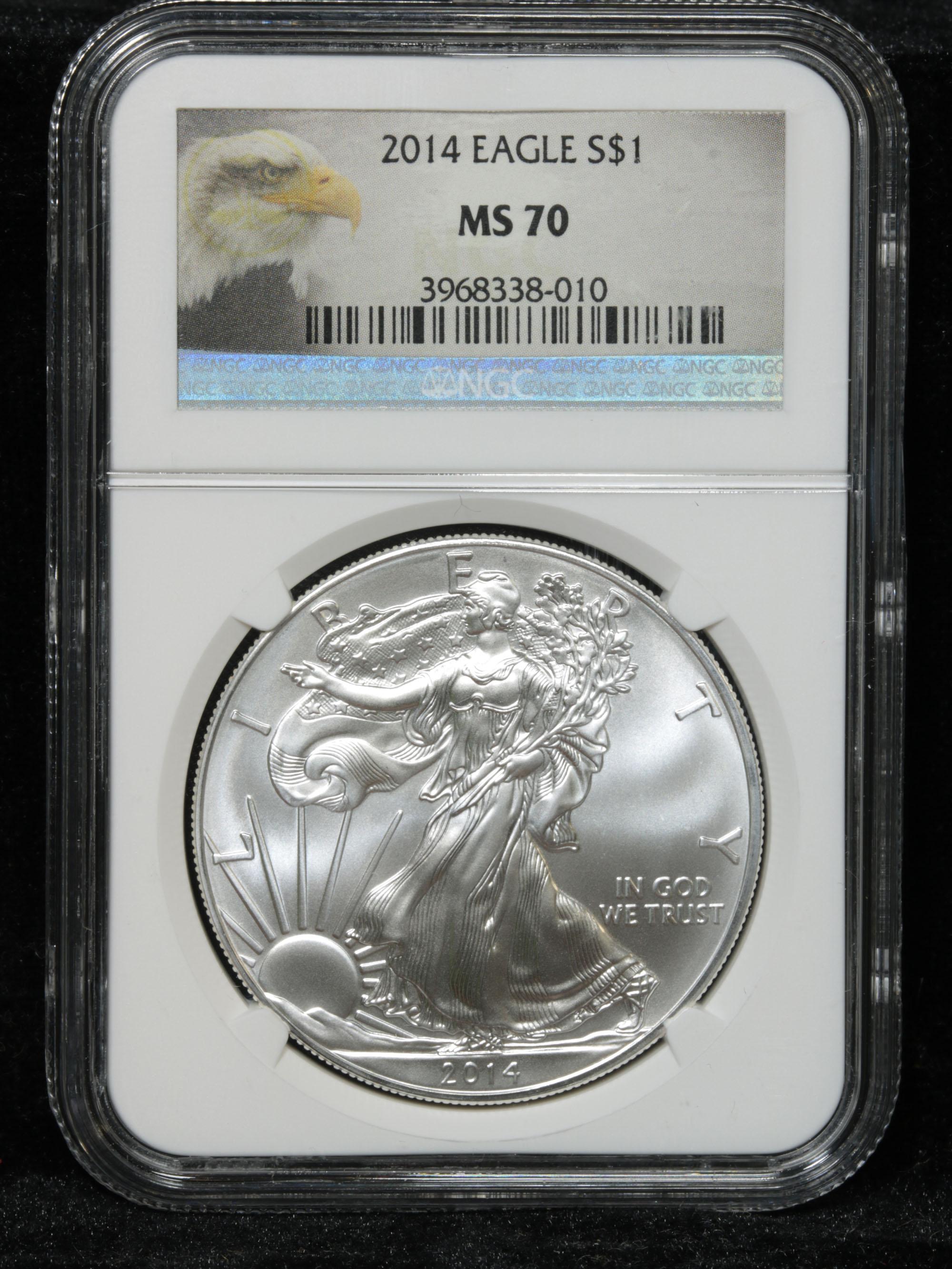 NGC 2014 Silver Eagle Dollar $1 Graded ms70 By NGC