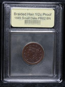 **Auction Highlight** Proof 1849 Small Date,  R-6 Braided Hair Half Cent 1/2c Graded Proof By USCG