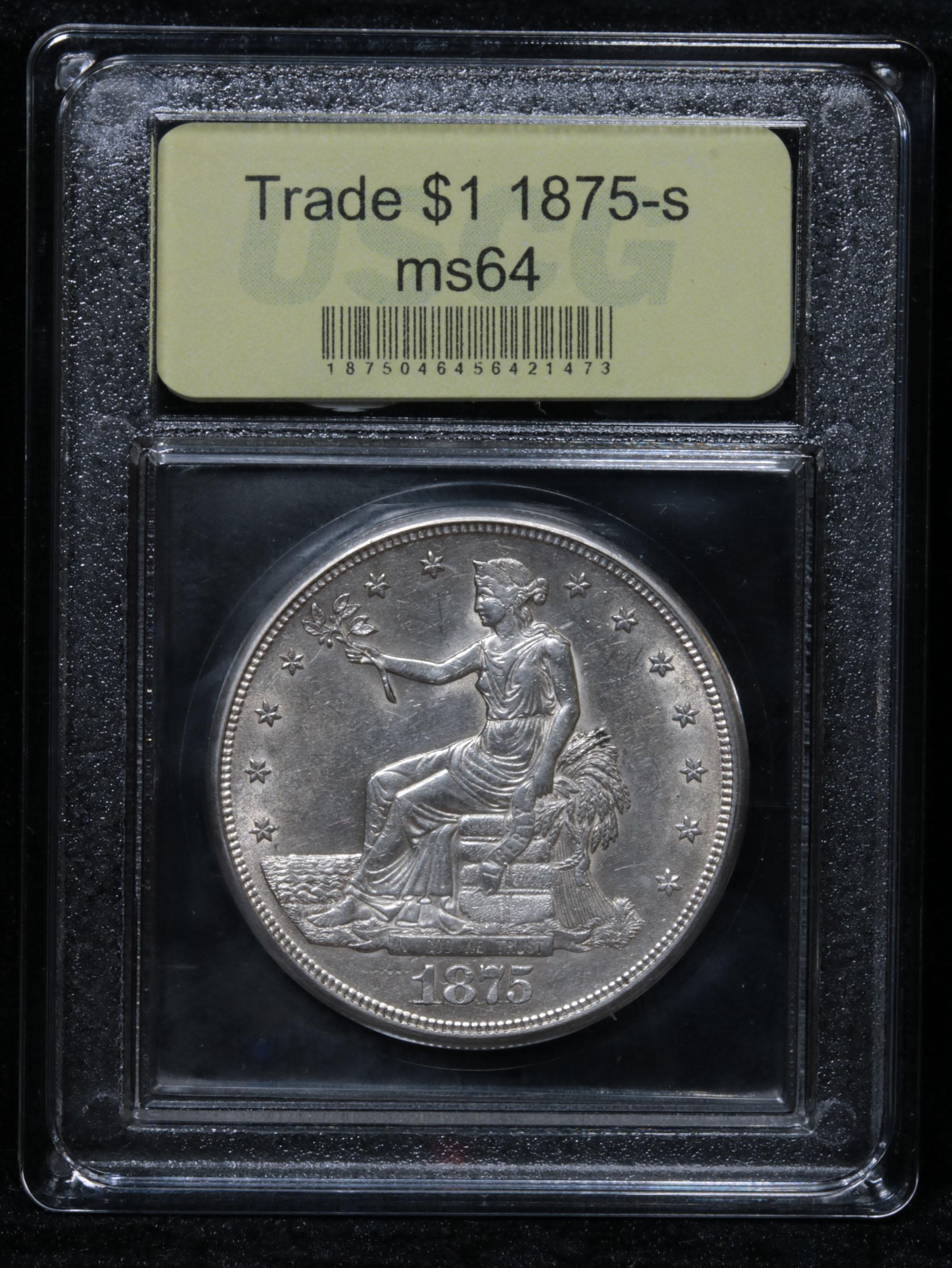 ***Auction Highlight*** 1875-s Trade Dollar $1 Graded Choice Unc By USCG (fc)