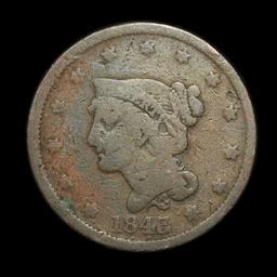 1845 Braided Hair Large Cent 1c Grades vg+