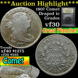 ***Auction Highlight*** 1807 Comet Draped Bust Large Cent 1c Graded vf++ By USCG (fc)