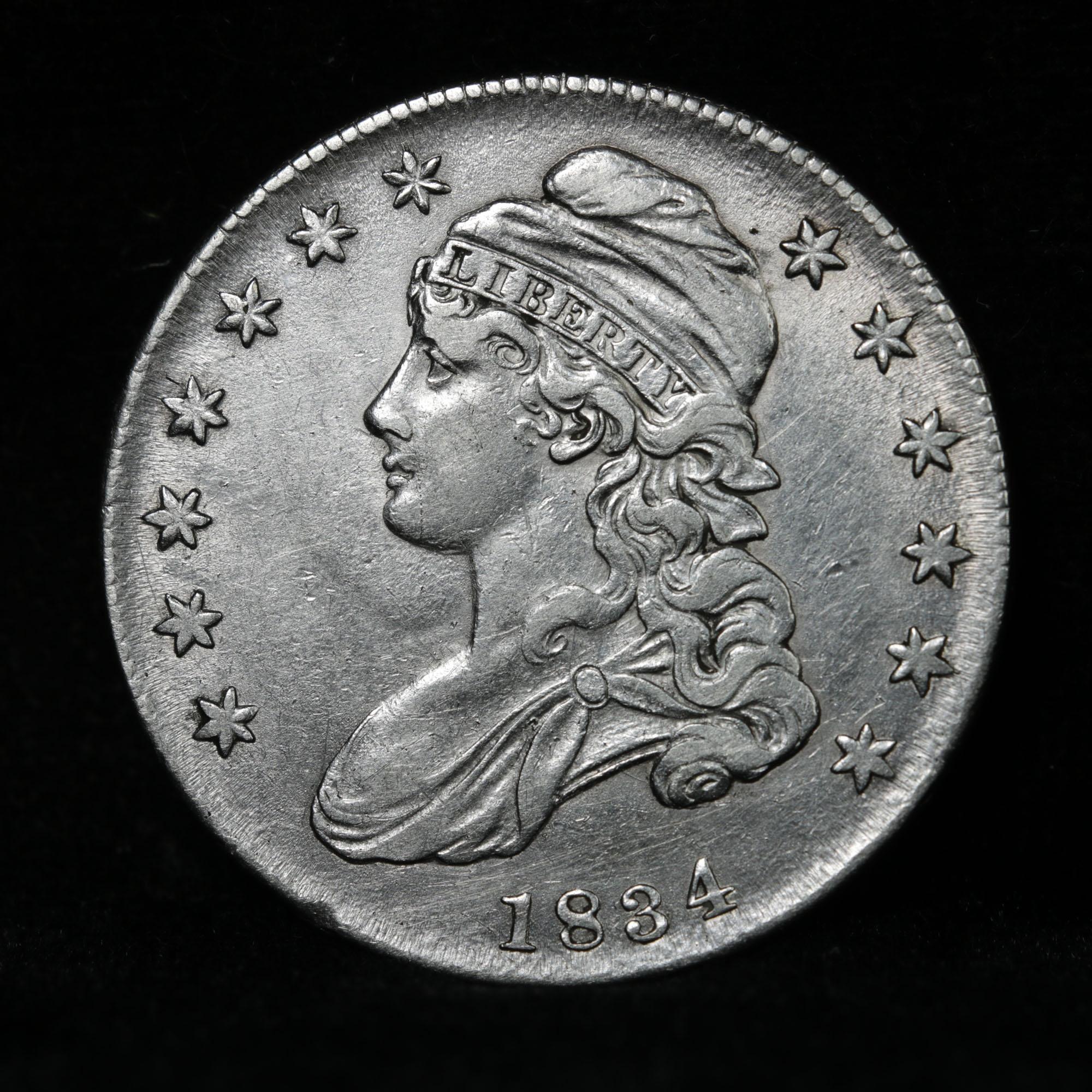 ***Auction Highlight*** 1834 Capped Bust Half Dollar 50c Graded Select AU By USCG (fc)