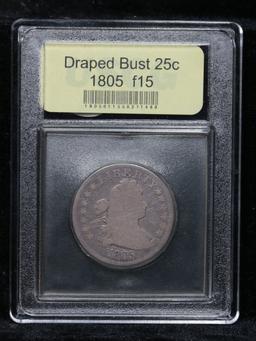 ***Auction Highlight*** 1805 Draped Bust Quarter 25c Graded f+ By USCG (fc)